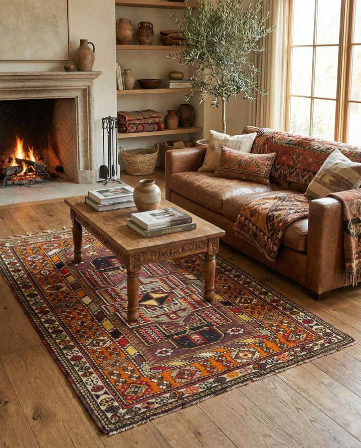 4' x 5' 7 Hand Knotted Anatolian Wool Rug