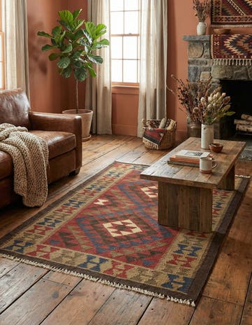 3' 5 x 4' 8 Hand Woven Kilim Maymana Wool Rug