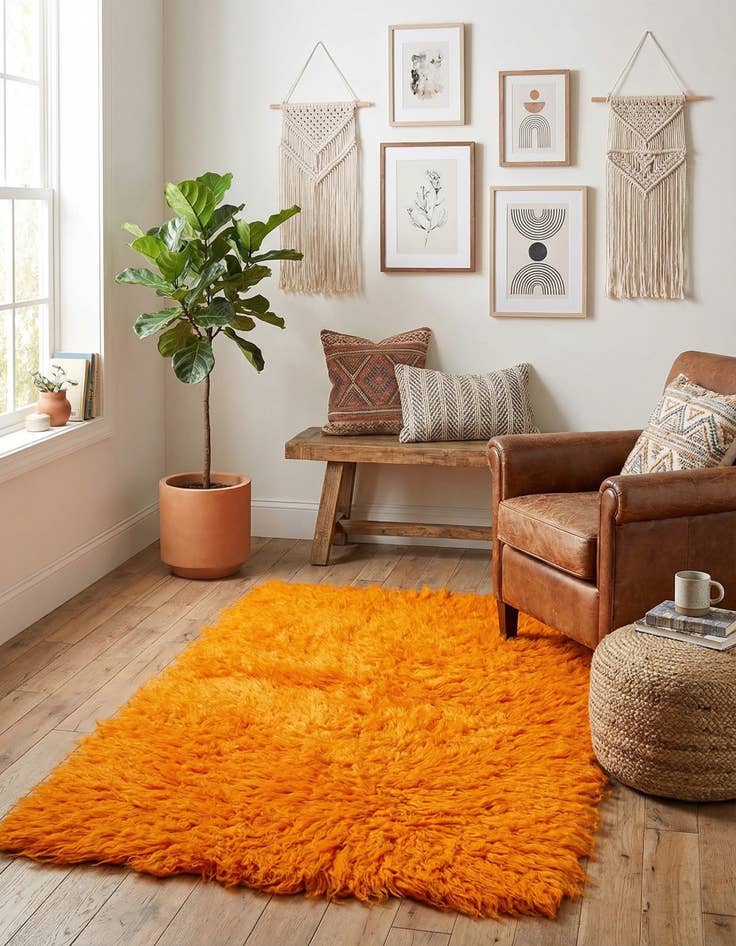 Detail image of 2' 2 x 4'  Hand Knotted Moroccan Wool Rug