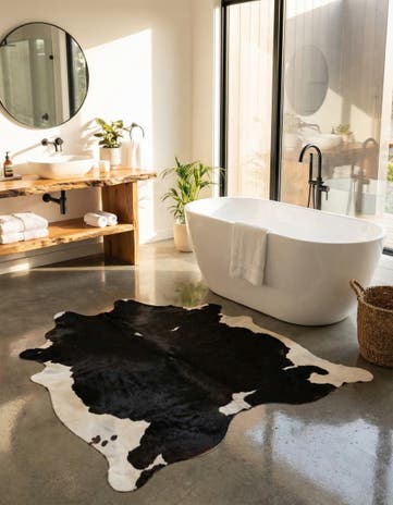 6' 5 x 6' 8 Cowhide Leather Square Rug