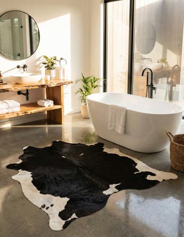 6' 5 x 6' 8 Cowhide Leather Square Rug