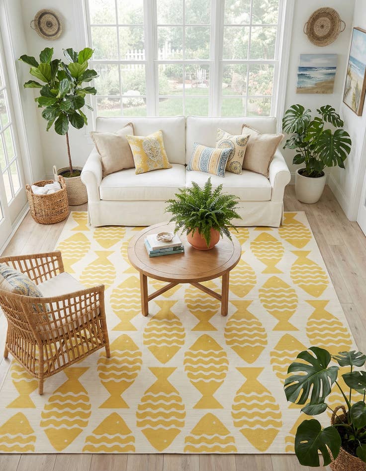 Detail image of 10' x 10'  Washable Coastal Indoor / Outdoor Square Rug