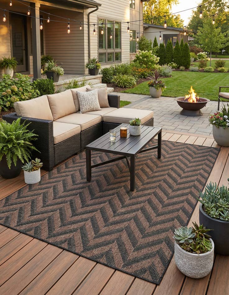 Detail image of 9' x 12'  Washable Modern Indoor / Outdoor Rug