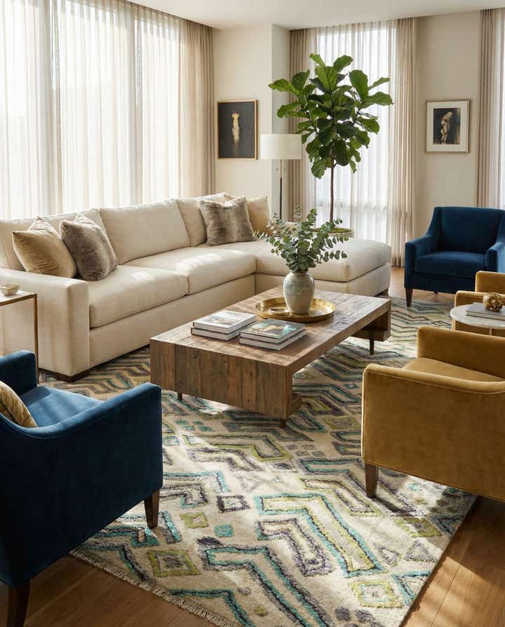 9' x 12' 6 Hand Knotted Darya Wool Rug