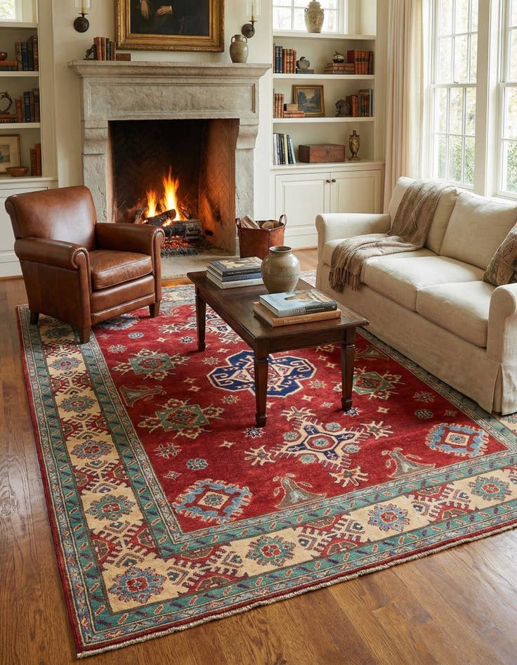 Detail image of 5' 7 x 8'  Hand Knotted Kazak Rug