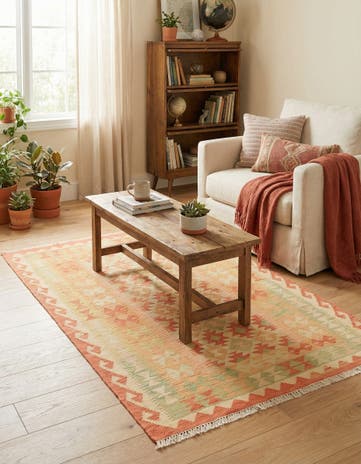 3' 3 x 5' 2 Hand Woven Kilim Waziri Wool Rug