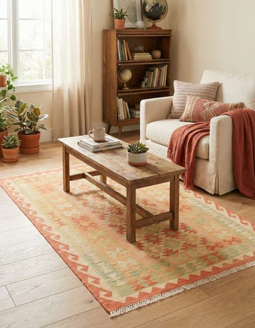 3' 3 x 5' 2 Hand Woven Kilim Waziri Wool Rug
