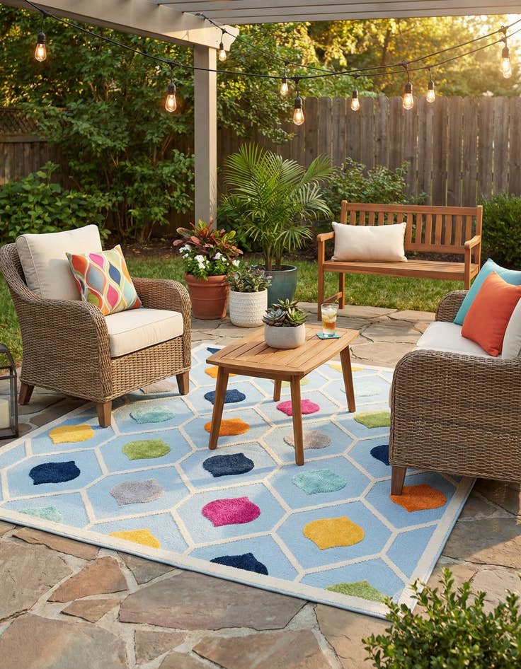 Detail image of 7' 10 x 7' 10  Washable Aruba Indoor / Outdoor Square Rug