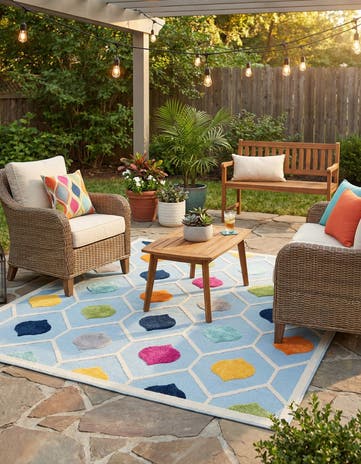 Blue Easy-Clean Aruba Indoor / Outdoor Square Rug