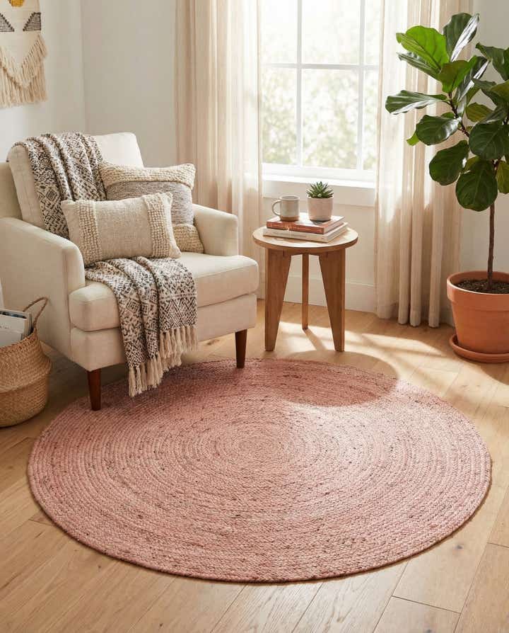 5' 1 x 5' 1 Handmade Braided Jute Round Rug