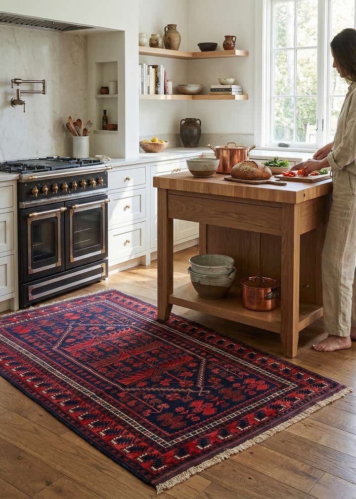 4' x 6' 9 Hand Knotted Afghan Akhche Oriental Wool Rug