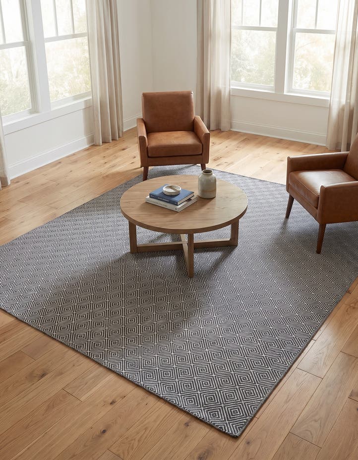 7' 10 x 7' 10 Hand Woven Geo Trellis Flatweave S...