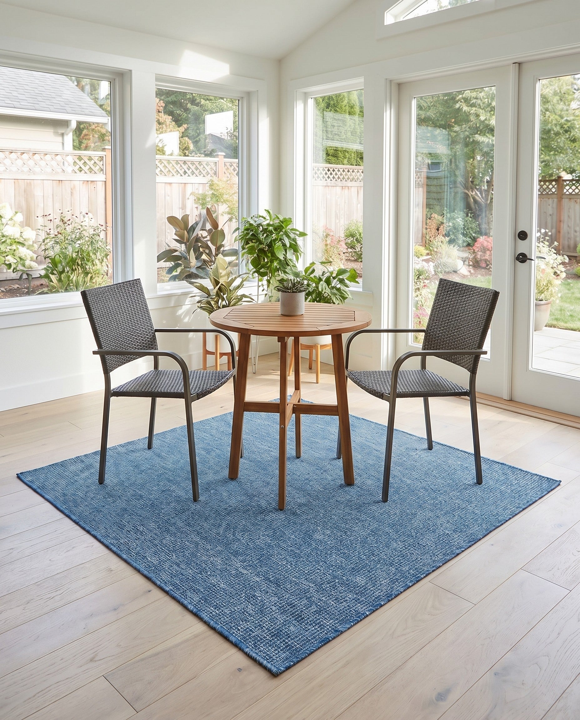 5' 3 x 5' 3 Easy-Clean Solid Indoor / Outdoor Square Rug