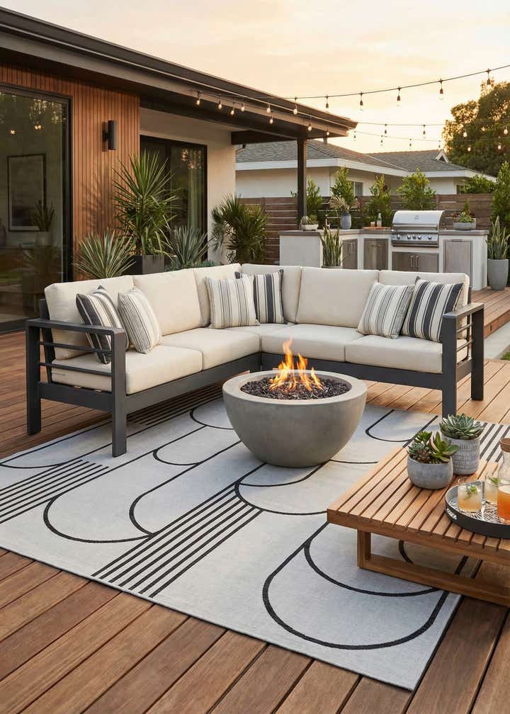 13' x 13' Easy-Clean Modern Indoor / Outdoor Square Rug