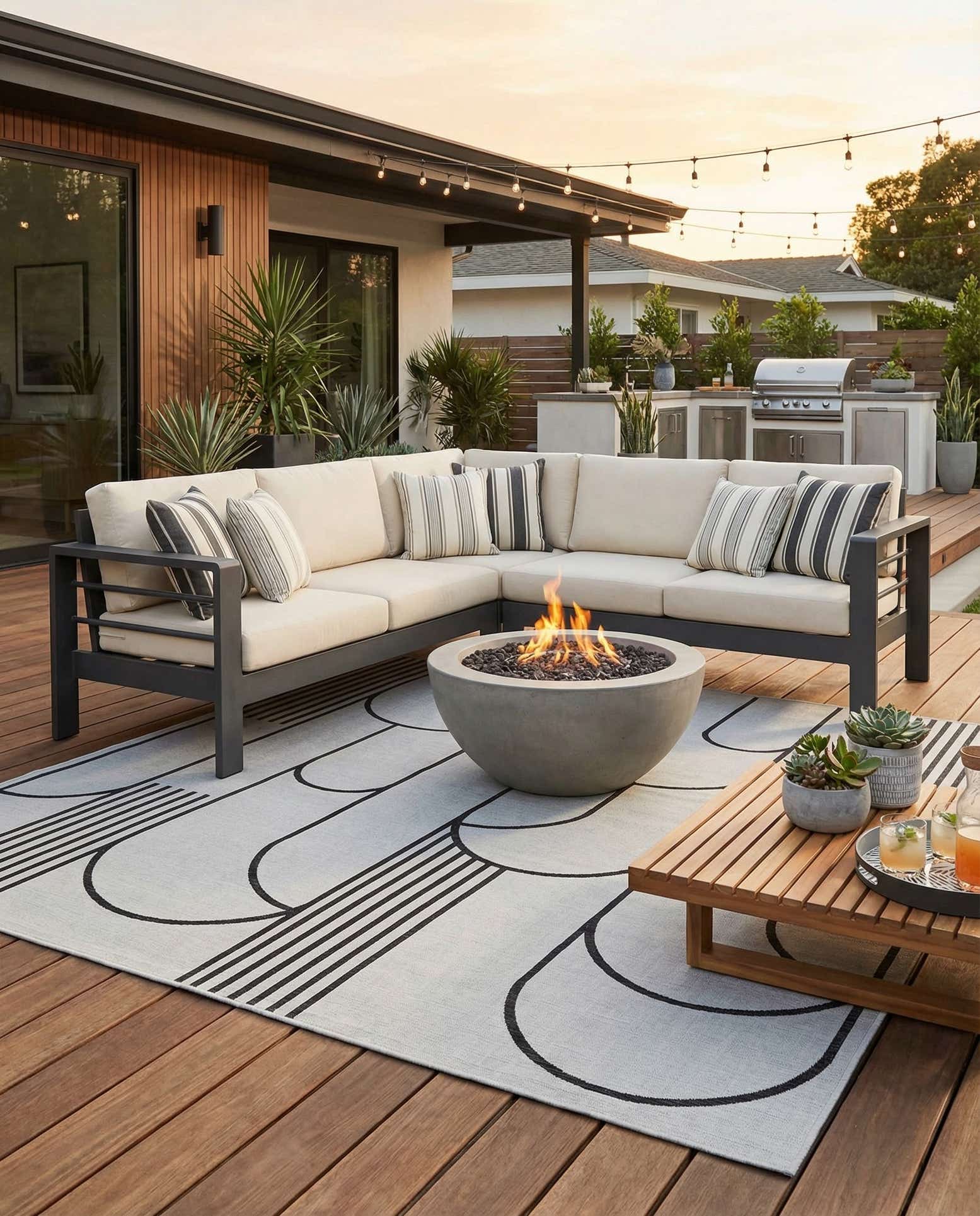 13' x 13' Easy-Clean Modern Indoor / Outdoor Square Rug