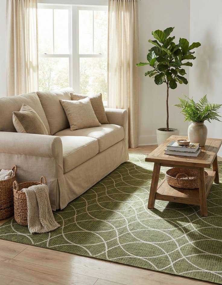 Detail image of 7' 10 x 11'  Washable Trellis Indoor / Outdoor Rug