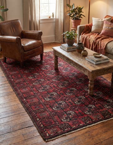 3' 11 x 6' 8 Hand Knotted Afghan Ersari Wool Rug