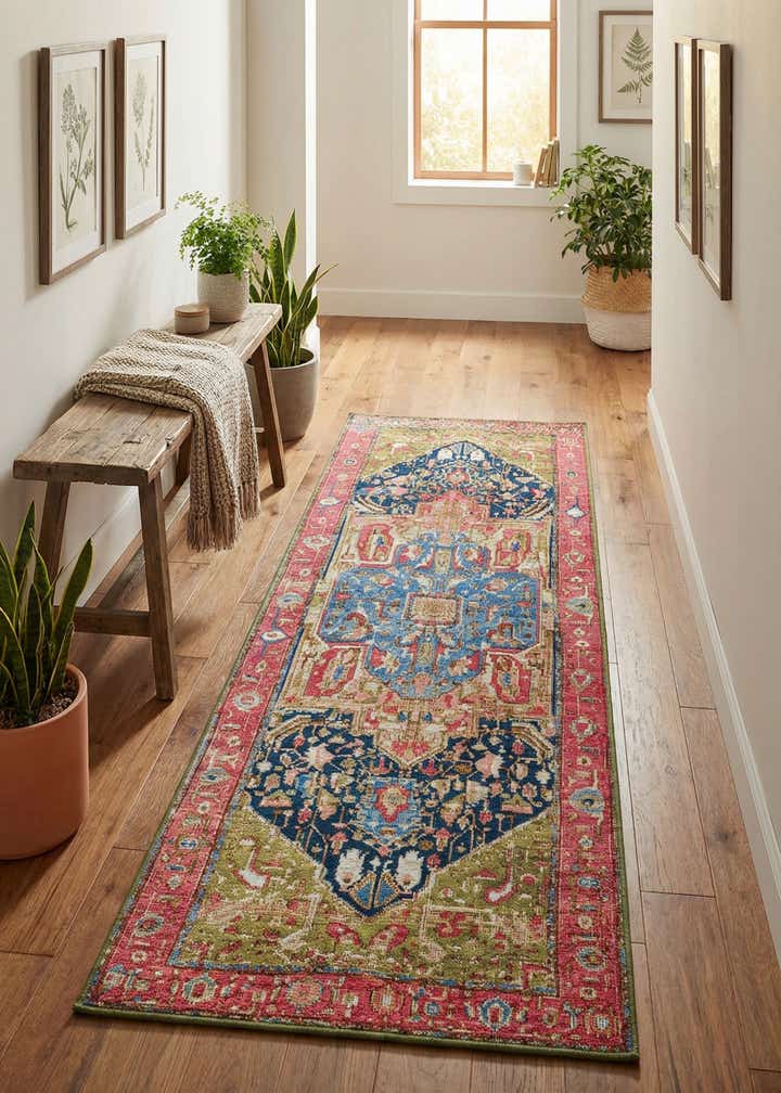 2' 7 x 7' Easy-Clean Traditional Indoor / Outdoor Runner Rug