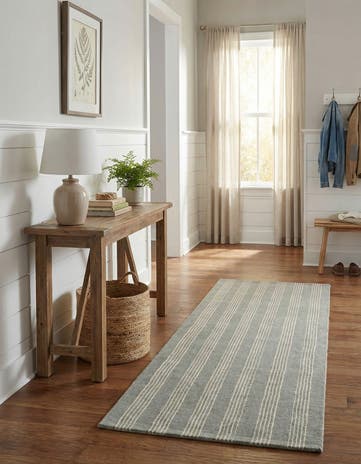 Earl Gray Jill Zarin Striped Wool Runner Rug