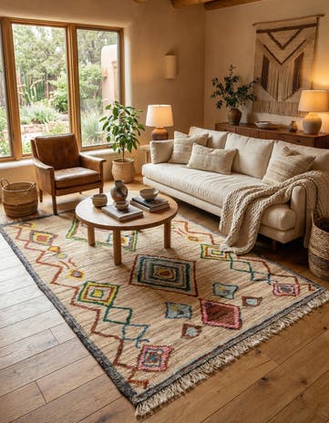 5' 11 x 9' Hand Knotted Moroccan Wool Rug