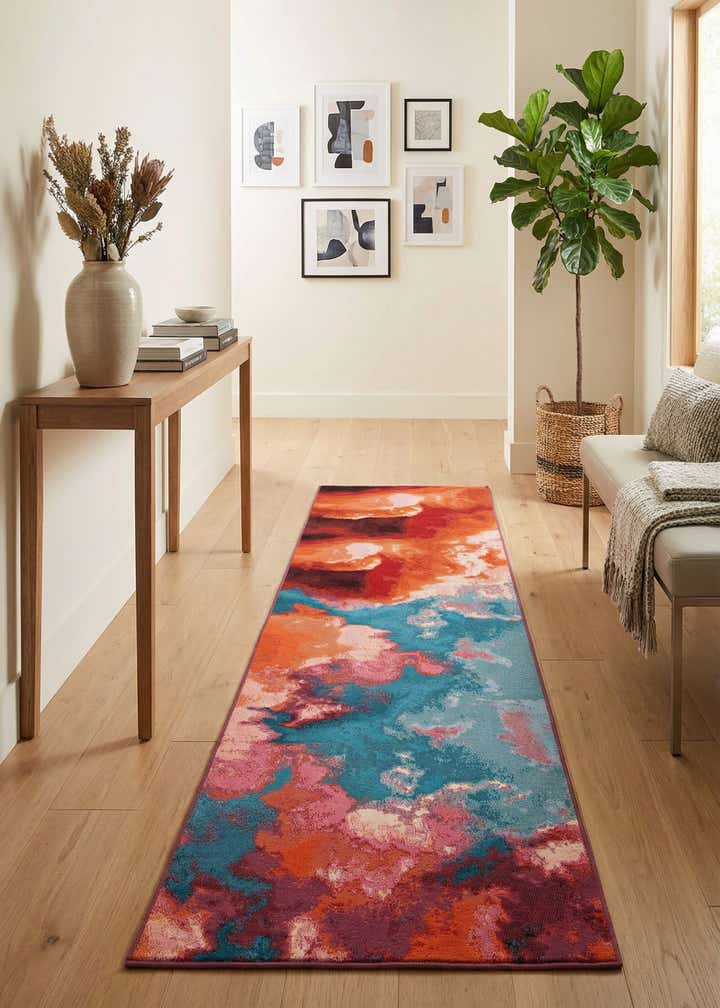 2' 7 x 12' Easy-Clean Modern Indoor / Outdoor Runner Rug