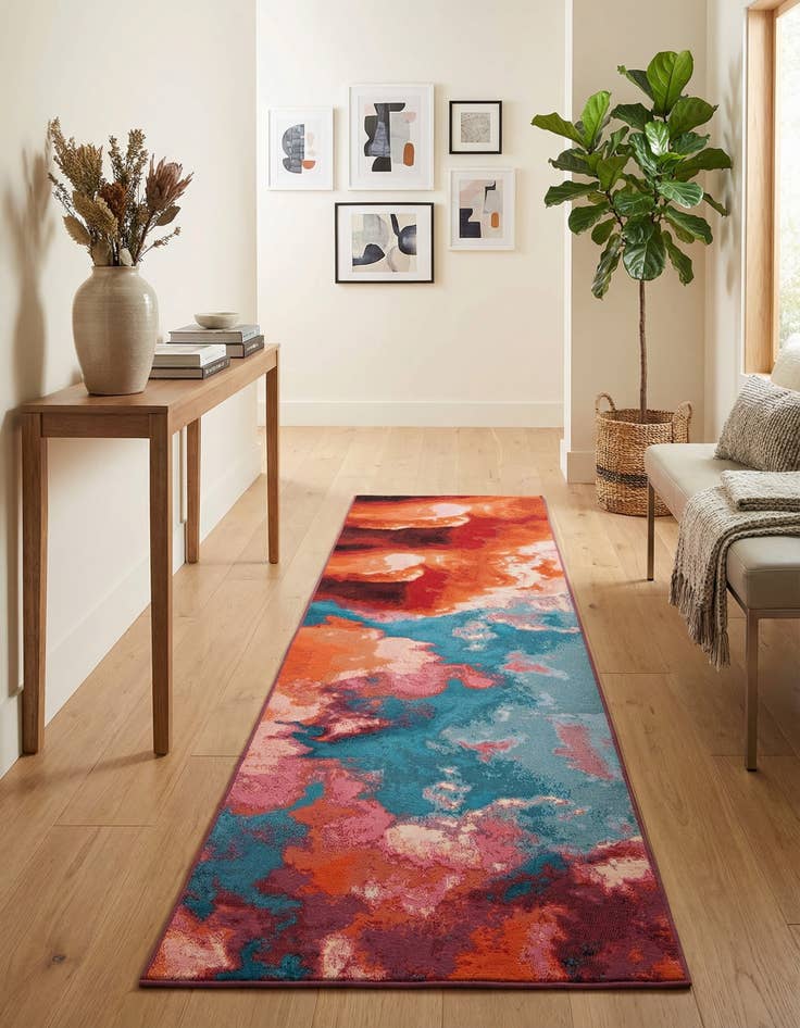 Detail image of 2' 7 x 12' Easy-Clean Modern Indoor / Outdoor Runner Rug