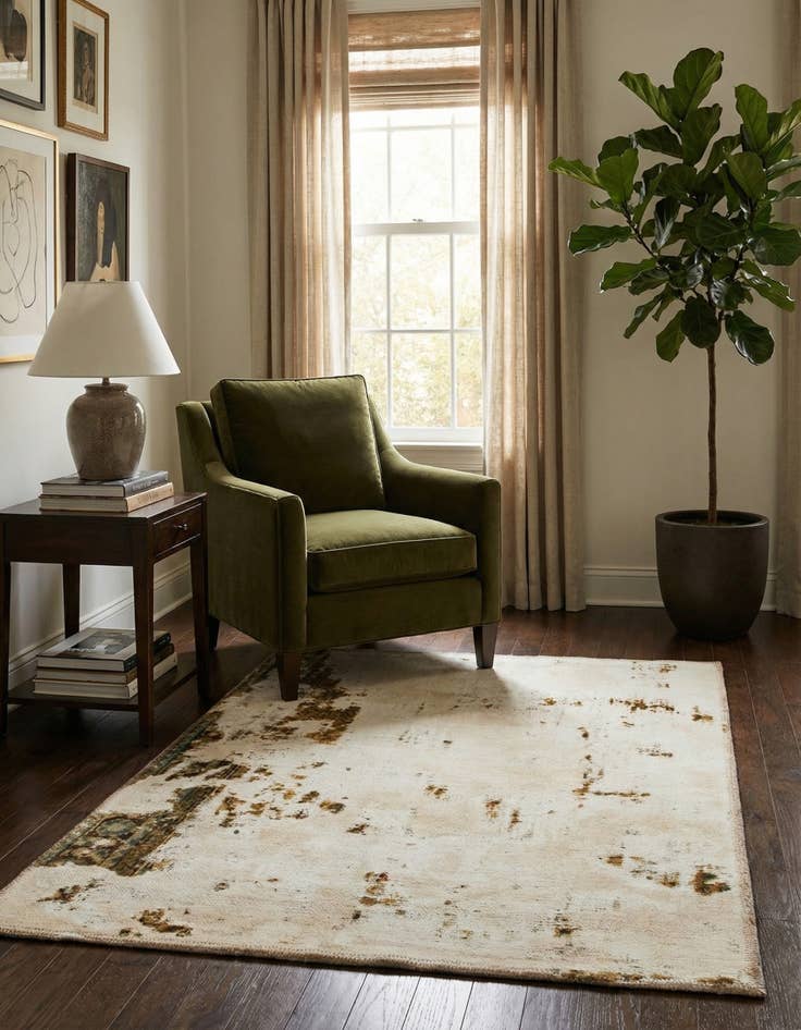 Detail image of 3' 2 x 4'  Hand Knotted Ultra Vintage Persian Wool Rug