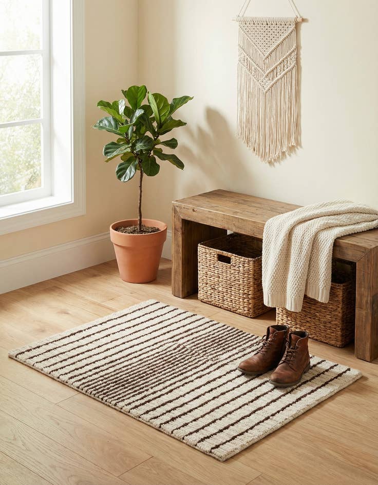 Detail image of 2' 2 x 3' 2  Hand Woven Hand Woven Chindi Cotton Wool Rug