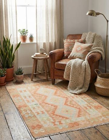 2' 8 x 4' Hand Woven Kilim Waziri Wool Rug