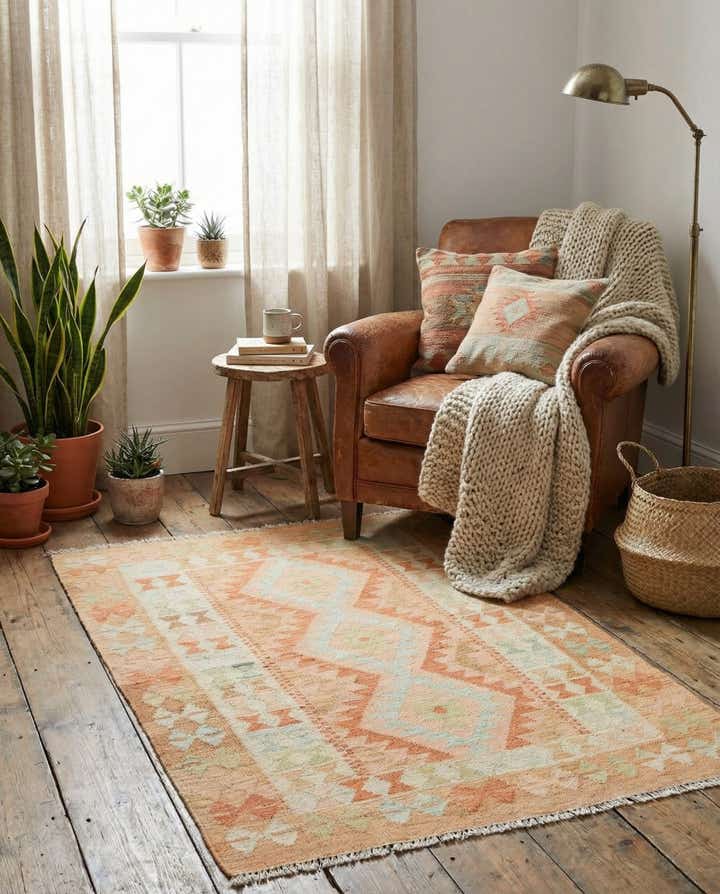2' 8 x 4' Hand Woven Kilim Waziri Wool Rug