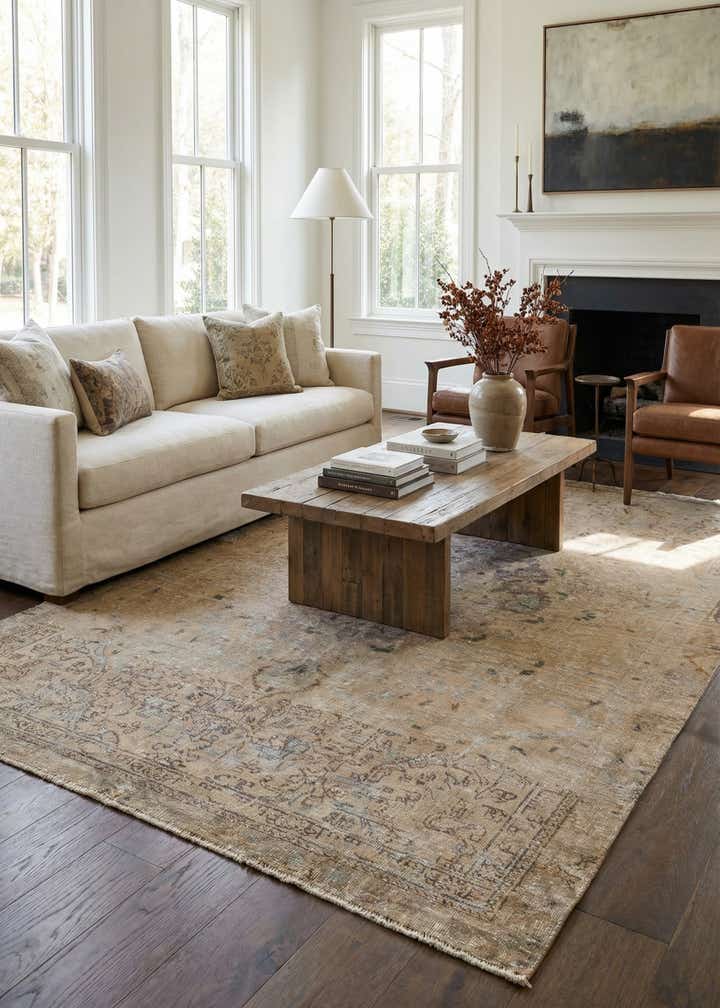 5' 6 x 8' 9 Hand Knotted Ultra Vintage Persian Wool Rug