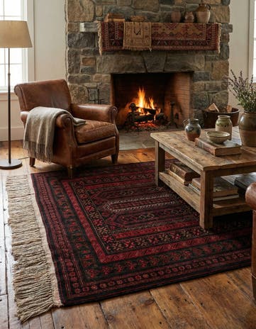 4' 3 x 6' 8 Hand Knotted Balouch Persian Wool Rug