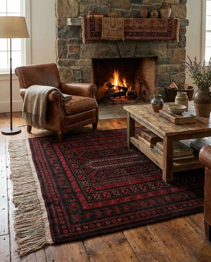 4' 3 x 6' 8 Hand Knotted Balouch Persian Wool Rug