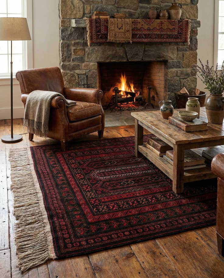 Detail image of 4' 3 x 6' 8 Hand Knotted Balouch Persian Wool Rug