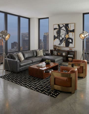 8' 1 x 10' Cowhide Leather Rug