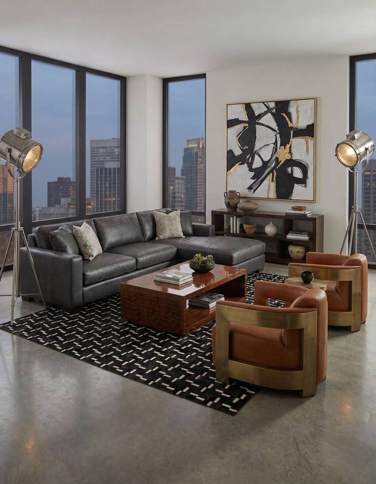 Detail image of 8' 1 x 10' Cowhide Leather Rug