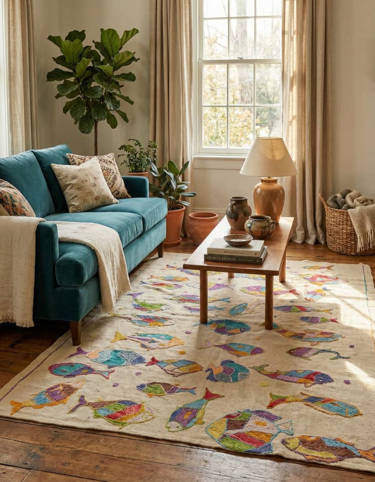 Detail image of 4' 2 x 5' 7  Hand Woven Kilim Suzani Wool Rug