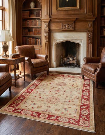 4' x 6' 8 Hand Knotted Peshawar Ziegler Rug