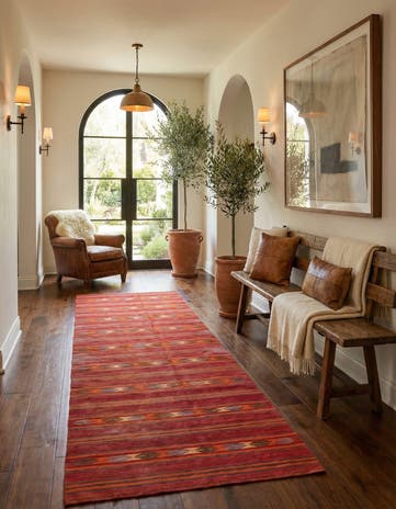4' 5 x 11' 3 Hand Woven Kilim Fars Wool Runner Rug