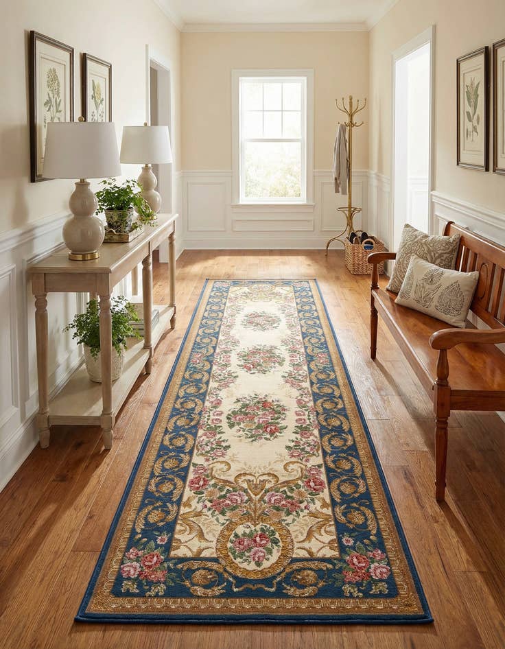 Detail image of  2' 7 x 10'  Washable Traditional Indoor / Outdoor Runner Rug