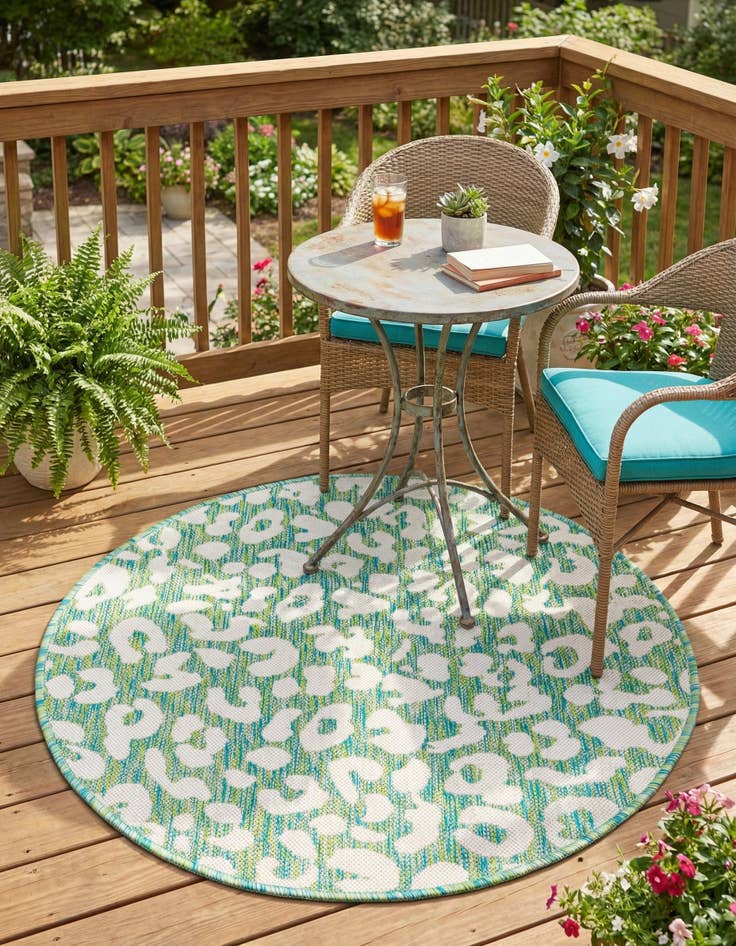 Detail image of 3' x 3'  Washable Safari Indoor / Outdoor Round Rug