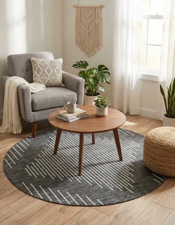 4' x 4' Easy-Clean Modern Indoor / Outdoor Round Rug