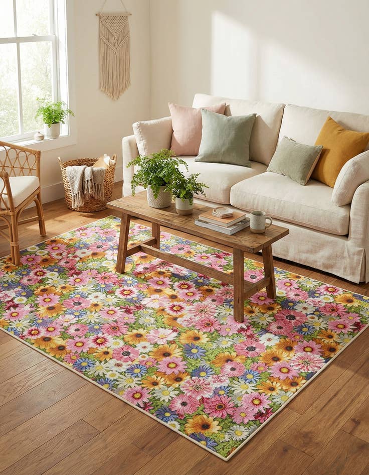 Detail image of  5' x 7'  Washable Botanical Indoor / Outdoor Rug