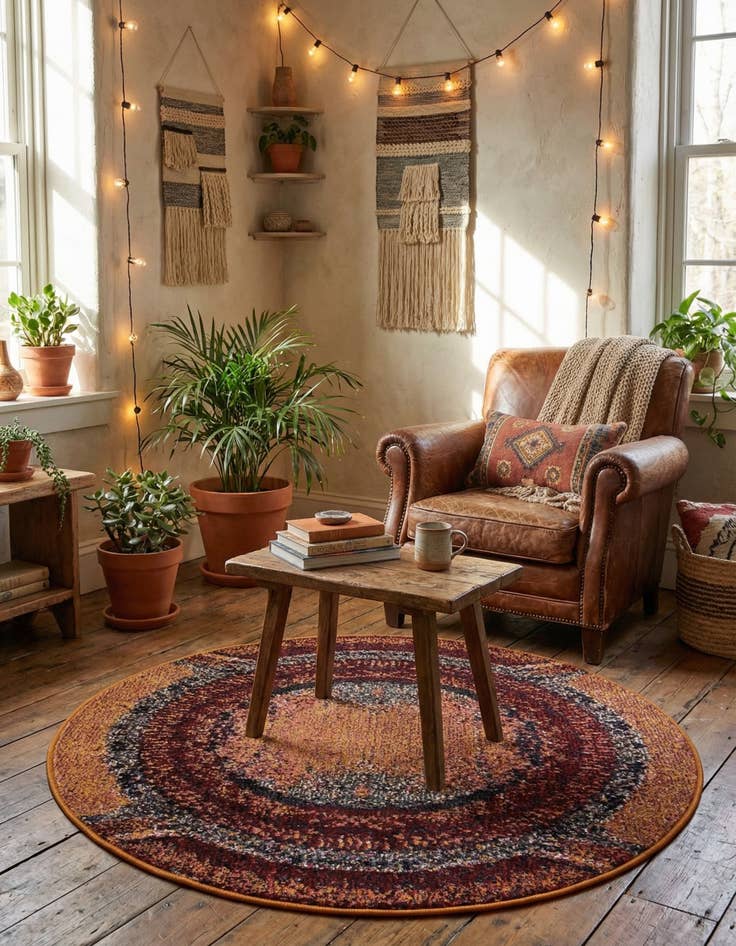 Detail image of 3' 3 x 3' 3  Washable Casablanca Round Rug