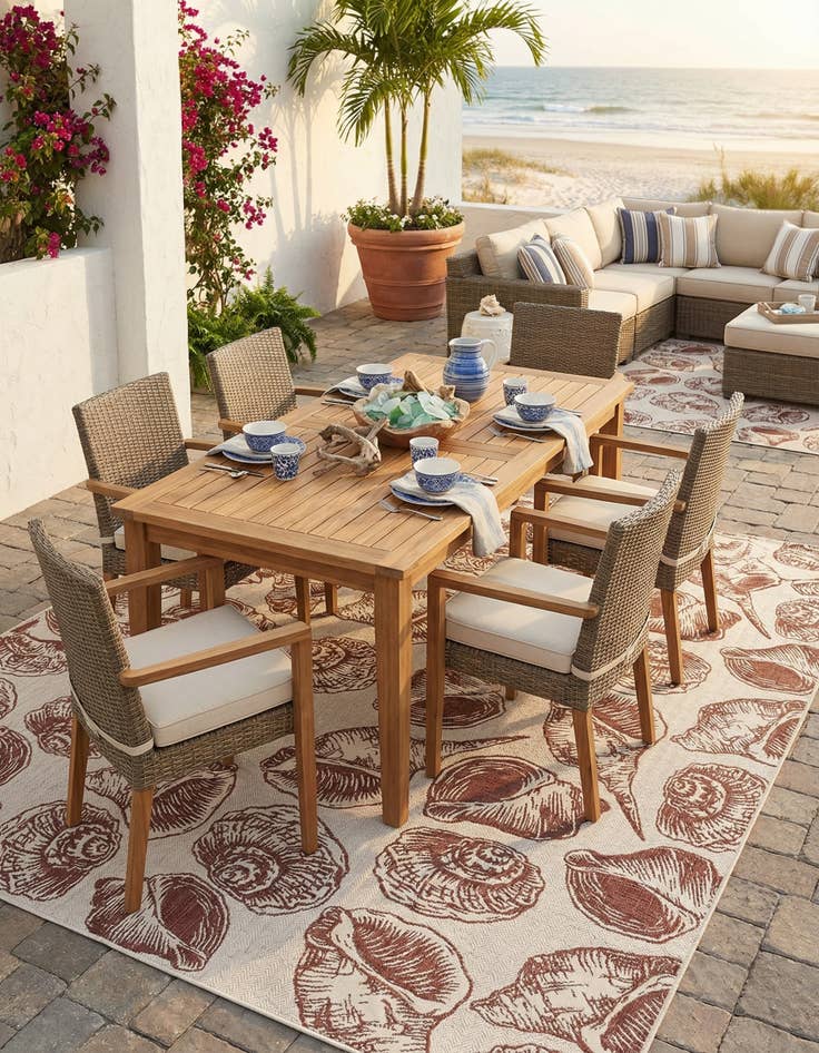 Detail image of  13' x 13'  Washable Coastal Indoor / Outdoor Square Rug
