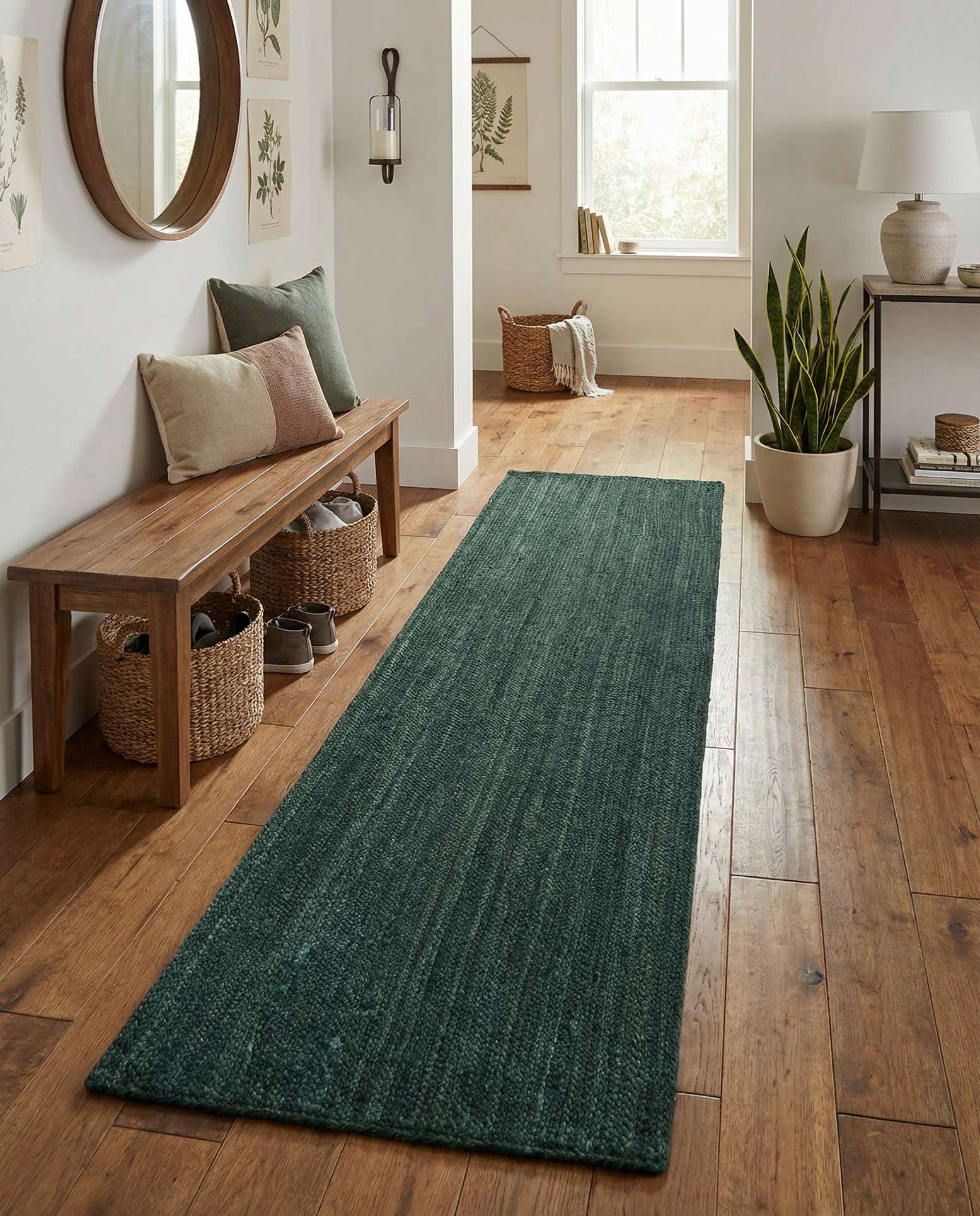 2' 7 x 9' 10 Handmade Braided Jute Runner Rug