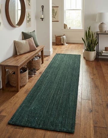2' 7 x 9' 10 Handmade Braided Jute Runner Rug
