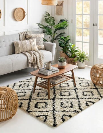 4' x 4' Lattice Shag Square Rug