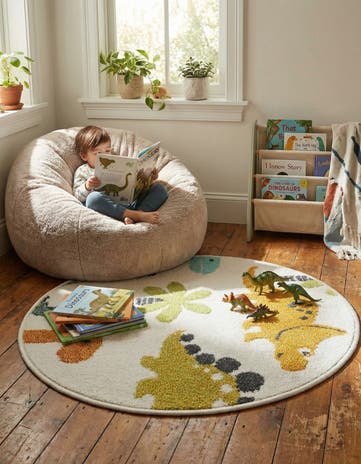 2' 2 x 2' 2 Dinosaur Whimsy Kids Round Rug