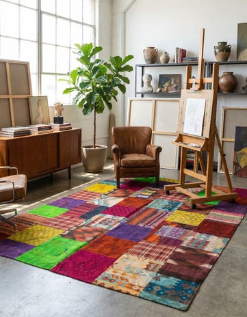 6' 9 x 10' Hand Woven Kilim Patchwork Wool Rug